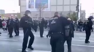 Young girl takes on German police officers