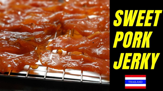 Sweet Pork Jerky  // Dried and Deep Fried // Sweet Sticky Snack from Thailand