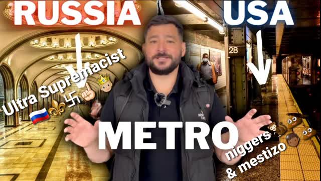 Russian 卐⚜Russian卐⚜ Metro vs Nigger-Mestizo USA Subway