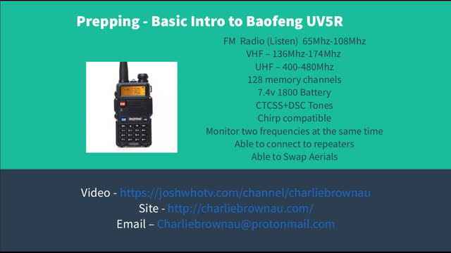 Prepping - Basic Intro to Uv5R (Short Video)