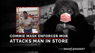 Commie Mask Enforcer Mob Attacks Man in Store
