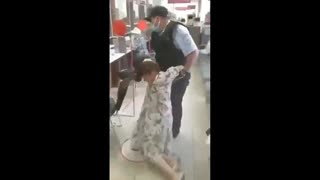 A Woman in Russia is Dragged Away by a Cop for Pulling Down her Mask to Breathe!