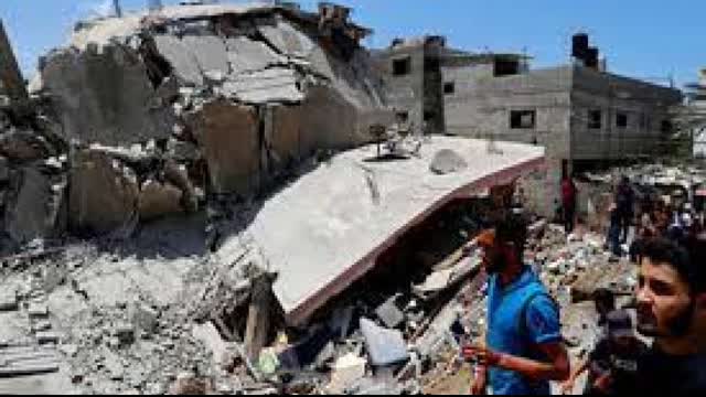 Israeli warplanes level down a civilian house in Rafah city in southern Gaza